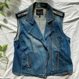 Paige moto style vest with bead detail